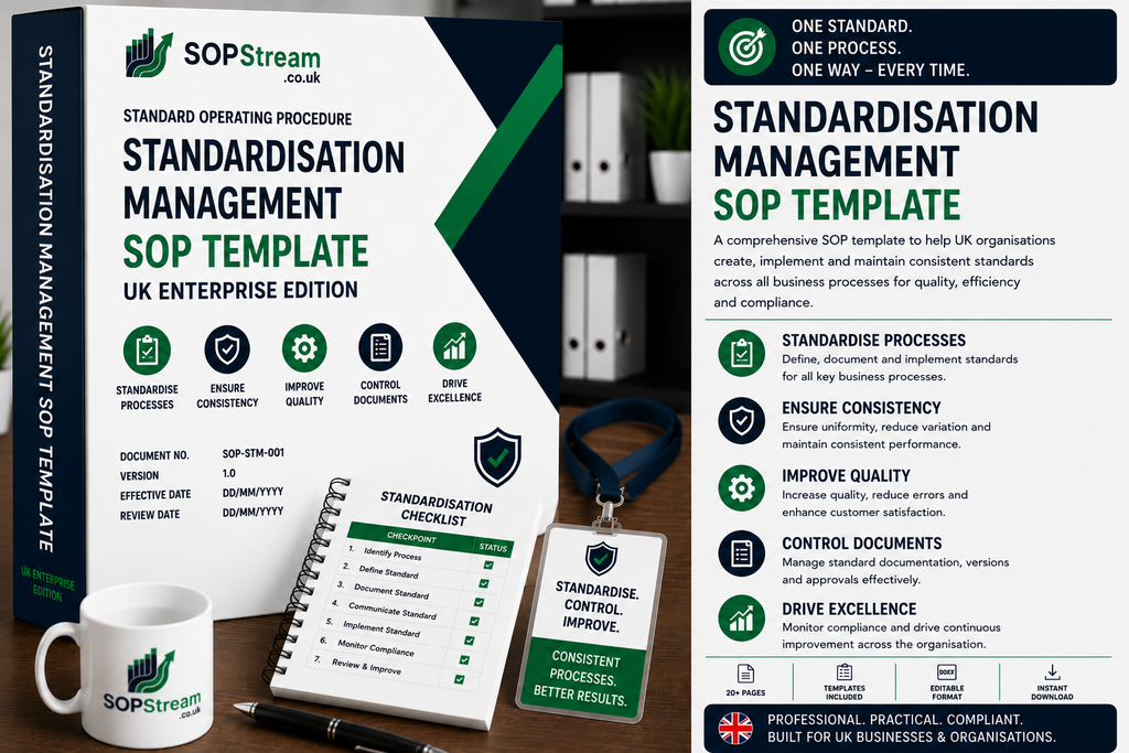 Standardisation Management SOP template — editable Microsoft Word document