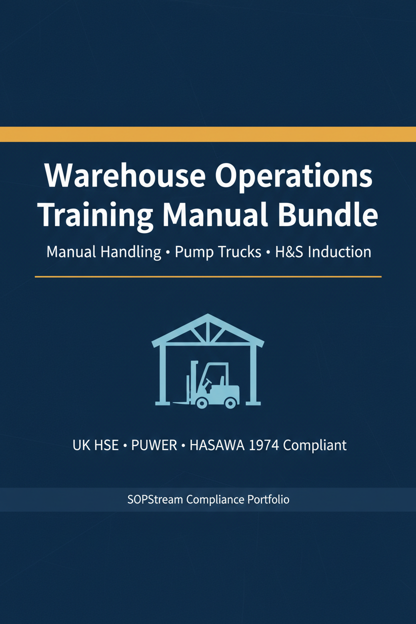 Warehouse Operations Training Manual Bundle (Manual Handling, Pump Trucks, & H&S Induction)⁠