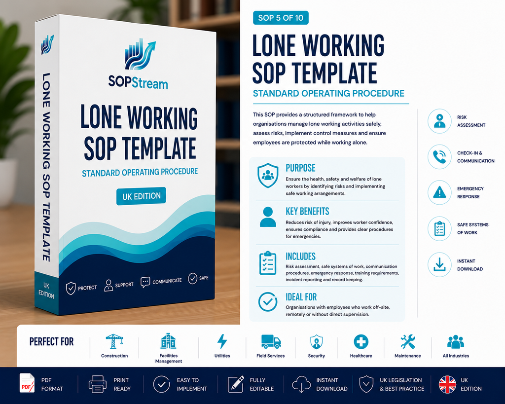 Lone Working SOP template — editable Microsoft Word document