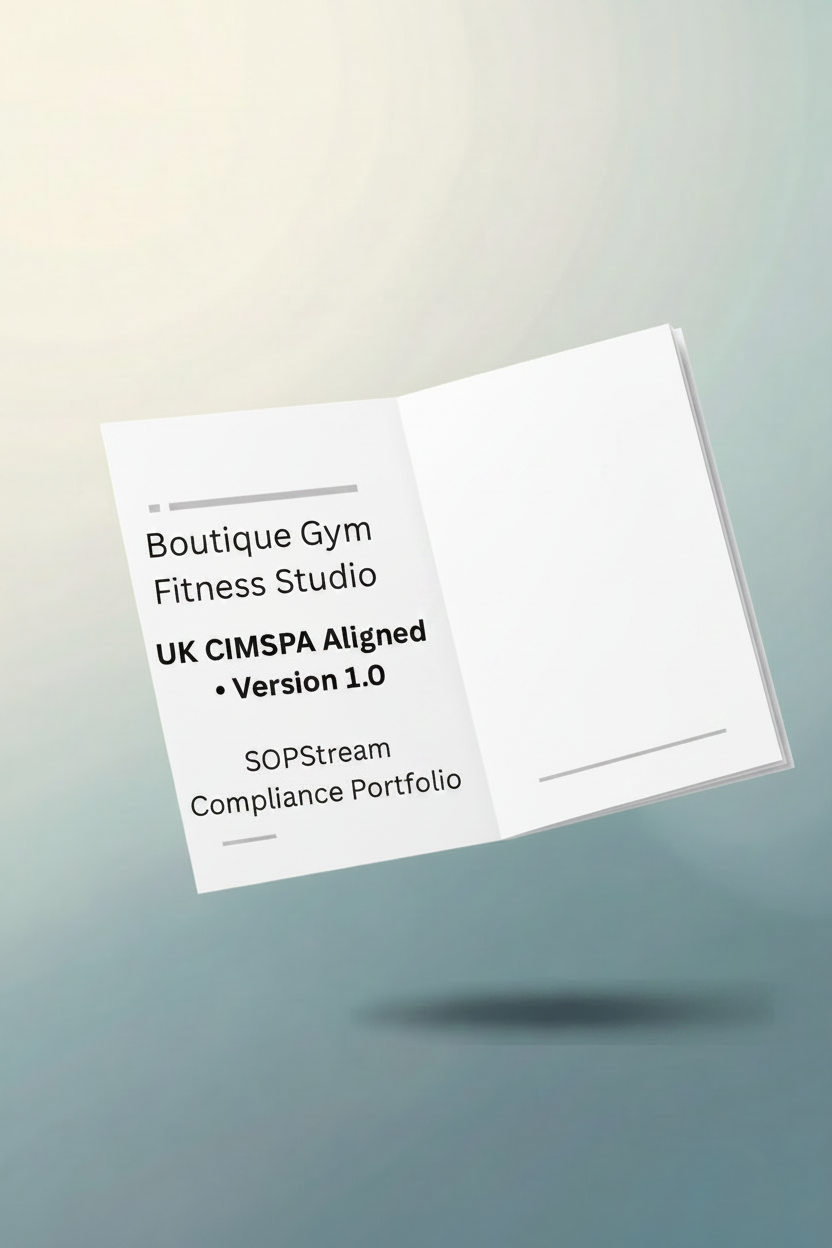Boutique Gym & Fitness Studio Compliance Portfolio (CIMSPA Aligned) SOP