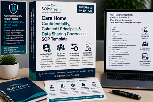 Care Home Confidentiality, Caldicott Principles & Data SOP template — editable Microsoft Word document
