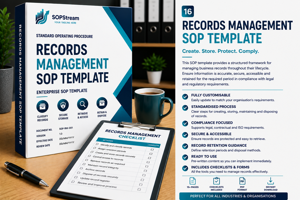 Records Management SOP template — editable Microsoft Word document