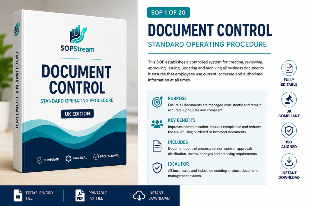 Document Control SOP template — editable Microsoft Word document