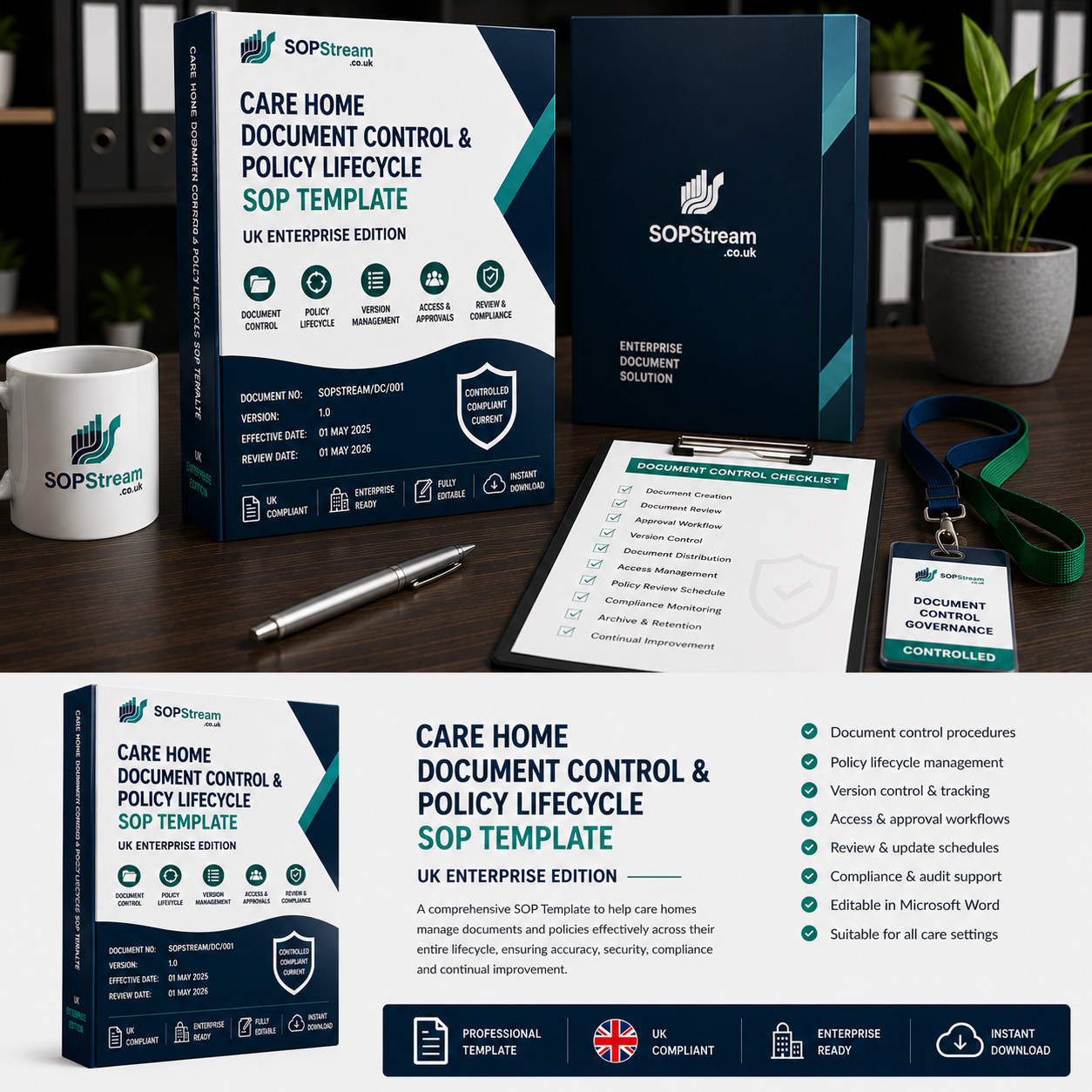 Care Home Document Control & Policy Lifecycle SOP template — editable Microsoft Word document