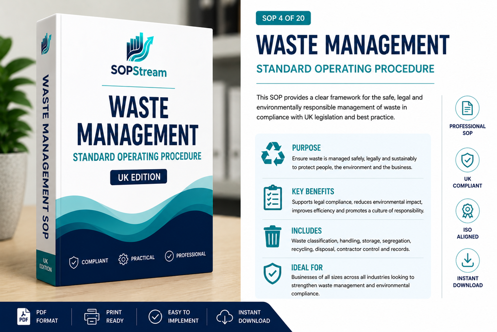 Waste Management SOP template — editable Microsoft Word document
