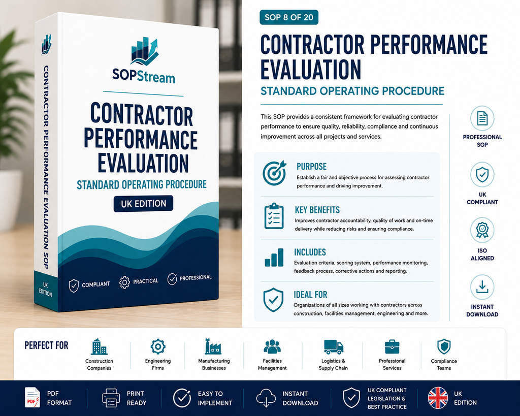 Contractor Performance Evaluation SOP template — editable Microsoft Word document