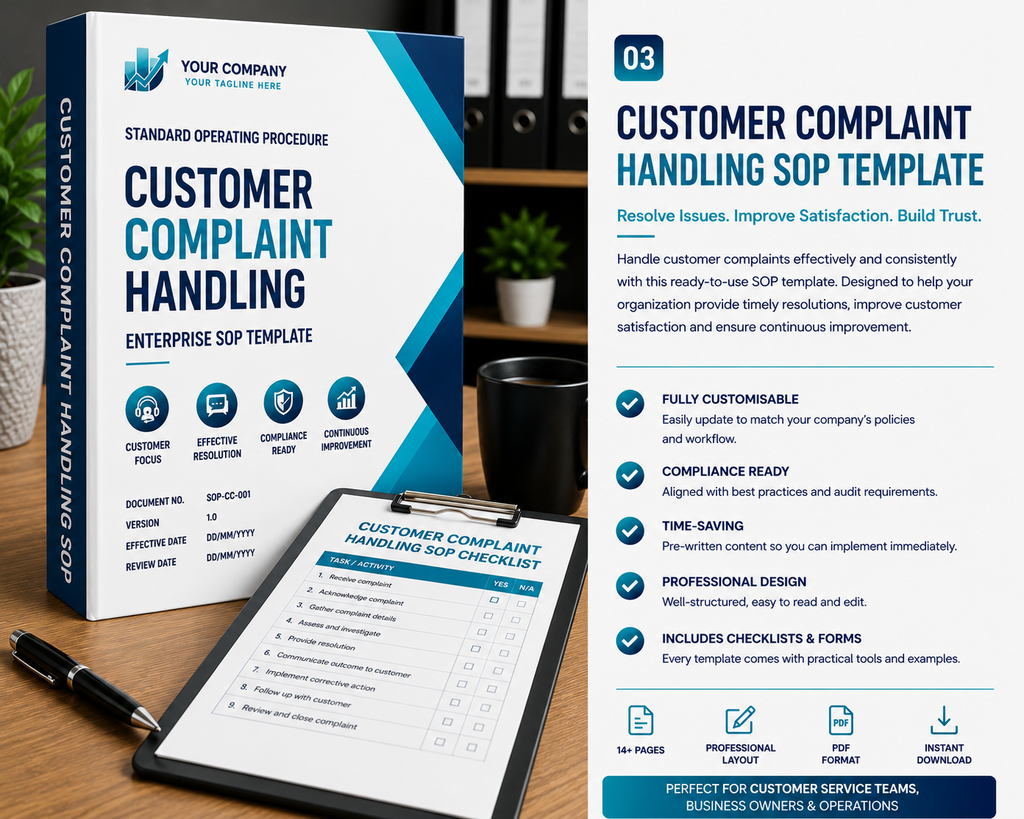 Customer Complaint Handling SOP template — editable Microsoft Word document