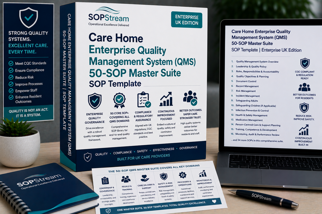 Care Home Quality Management System (QMS) 50-SOP Master Suite — editable Microsoft Word documents