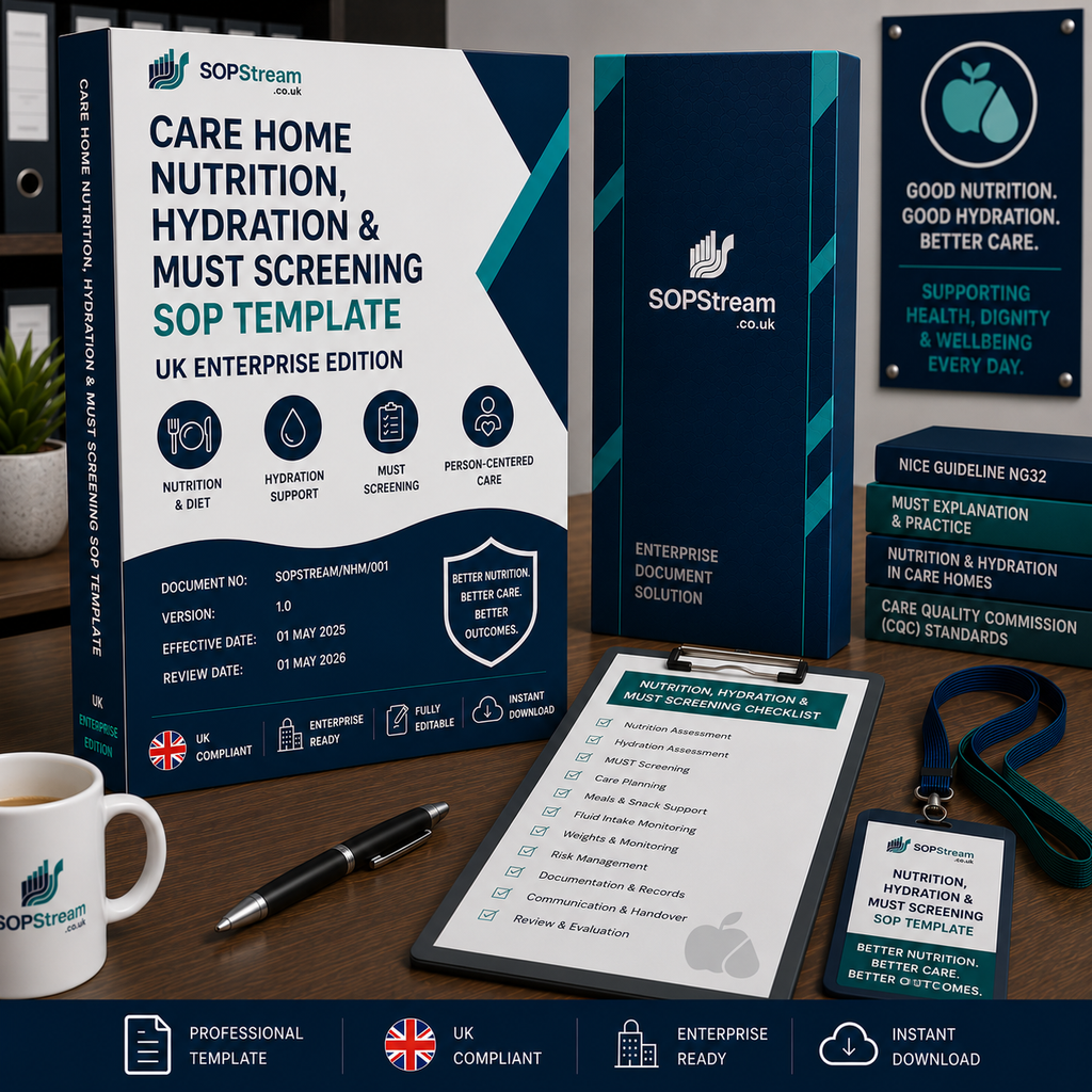 Care Home Nutrition, Hydration & MUST Screening SOP template — editable Microsoft Word document
