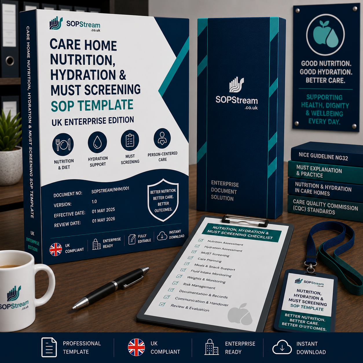 Care Home Nutrition, Hydration & MUST Screening SOP template — editable Microsoft Word document